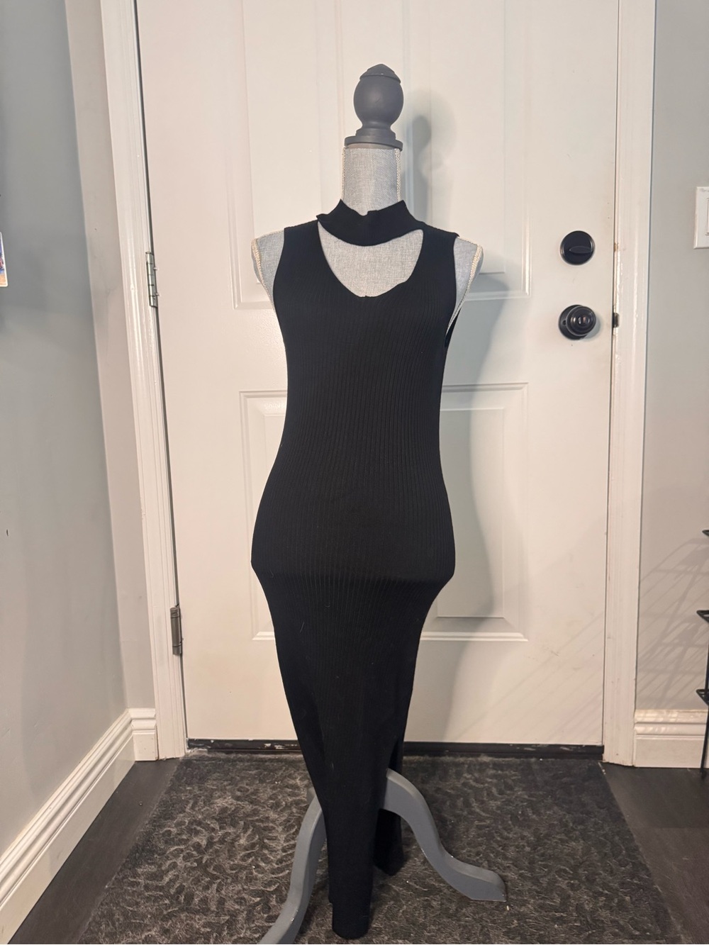 Say What? Black Ribbed Mock Neck Sweater Dress